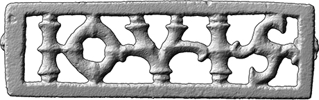 Riemenbeschlag mit Inschrift (Gürtel, Gürtelbeschlag aus Bronze)