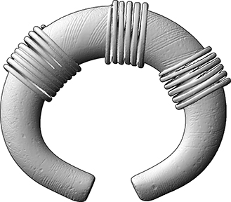 Massiver Armring mit aufgesteckten Spiralen (Ring-, Arm- und Beinschmuck, Armring aus Bronze)